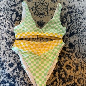 Dippin' Daisy's Green and Yellow Checkered Bikini